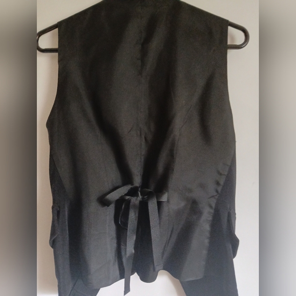 Women's Picasso A La Mode black vest SzSm buttons look like nickels tie front - Picture 8 of 13